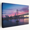 Large stretched canvas depicting the San Francisco skyline in muted gray and blue tones, suitable for kitchen wall art.