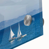 Large abstract wall art depicting Santa Barbara in muted earth tones on acrylic glass, ideal for dining room ambiance.