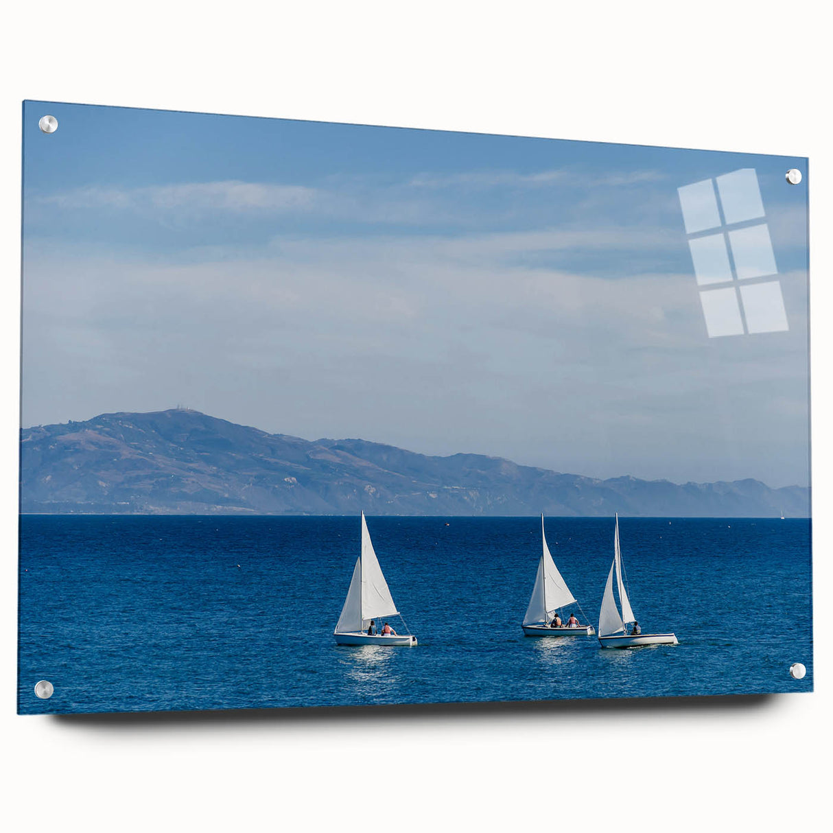Acrylic print of a serene Santa Barbara landscape in soft pastel shades, suitable for bedroom or dining room decor.