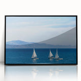 Large abstract wall art depicting Santa Barbara in muted earth tones, framed in black acrylic.