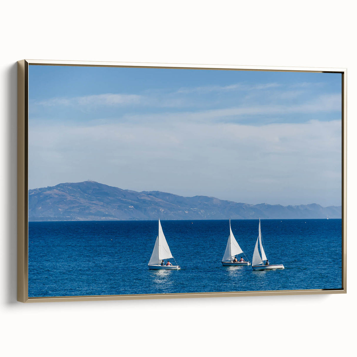Framed canvas of a vintage-style Santa Barbara landscape in muted gold and black tones, ideal for bedroom wall art.
