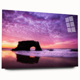 Large abstract wall art of Santa Cruz scenery in muted blues and greens on acrylic glass.