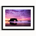 Extra large abstract art print depicting a vibrant, colorful Santa Cruz scene on a black framed canvas.
