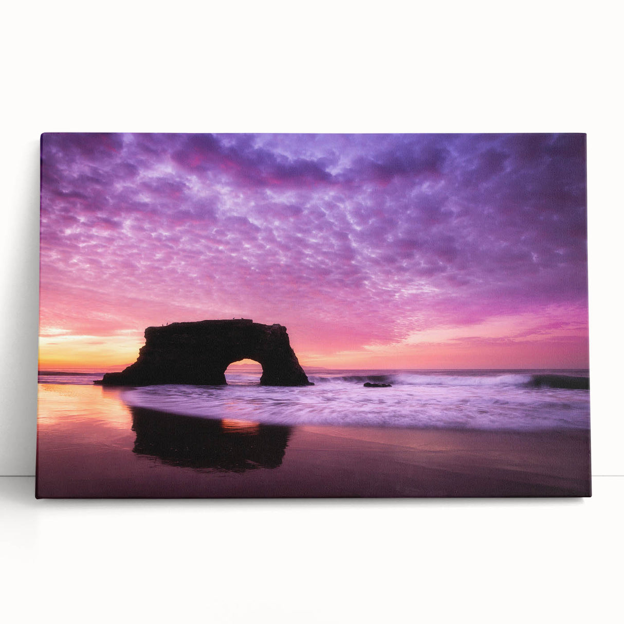 Black and white large art of Santa Cruz scenery on stretched canvas, ideal for kitchen wall art or bedroom decor.