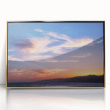 Mid-century modernist Santa Monica landscape in vibrant colors on a framed acrylic, ideal for modern art wall decor.