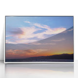 Art Deco style poster of Santa Monica scenery in muted blue and white tones, framed acrylic, ideal for nursery wall art.