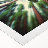 Art deco poster of California's Sequoia landscape in earth tones on a rolled canvas, suitable for dining room wall art.