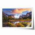 Rolled print of Yosemite scenic landscape in muted earth tones, ideal for art wall dining room.