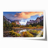 Rolled print of Yosemite scenic landscape in muted earth tones, ideal for art wall dining room.