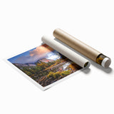 Extra large rolled print of Yosemite scenery in muted green and blue tones, suitable for classy bathroom wall art.