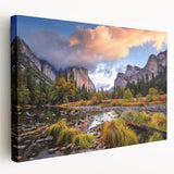 Stretched canvas print of Yosemite scenery in natural colors, suitable for kitchen wall art.
