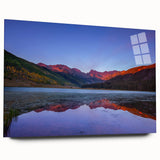 Acrylic print of a large abstract depiction of Vail, Colorado, in muted earth tones, suitable for bedroom or dining room art.