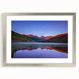 Textured art print of abstract Vail, Colorado scenery in muted earth tones, framed in silver, ideal for bedroom decor.