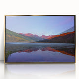 Large art print of Vail, Colorado scenery in mid-century modernist style on framed acrylic, featuring earthy gold tones.