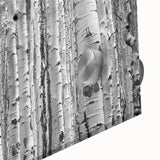 Large abstract wall art of Aspen, Colorado in mid-century modernist style on acrylic glass, ideal for dining room decor.