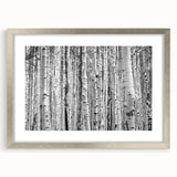Textured abstract art print of Aspen, Colorado scenery in muted earth tones on a framed silver mat.