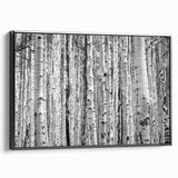 Black and white landscape art painting of Aspen, Colorado on a framed canvas, ideal for bedroom wall decor.