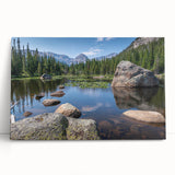 Black and white photograph of Boulder, Colorado scenery on large stretched canvas.