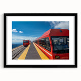 Abstract art print of Pikes Peak in vibrant colors on a large canvas, suitable for living room decor.