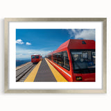 Textured art print of Pikes Peak in muted earth tones, framed in silver, ideal for bedroom decor.