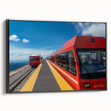 Black and white framed canvas of Pikes Peak landscape, ideal for bedroom wall decor.