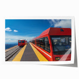 Rolled print of Pikes Peak with vibrant green and earth tones, ideal for art wall dining room.