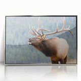 Mid-century modernist art of the Rocky Mountains in muted earth tones on a framed acrylic, ideal for modern art wall decor.