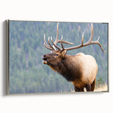 Framed canvas landscape art painting of the Rocky Mountains in Colorado with vibrant green and blue tones.