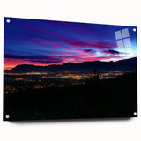 Acrylic print of a large abstract depiction of Colorado Springs in muted earth tones, ideal for bedroom or dining room decor.