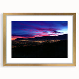 Extra large abstract art print of Colorado Springs landscape in muted earth tones on a gold-framed canvas.