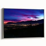 Framed canvas of a Colorado Springs landscape in muted earth tones, ideal for office or study decor.