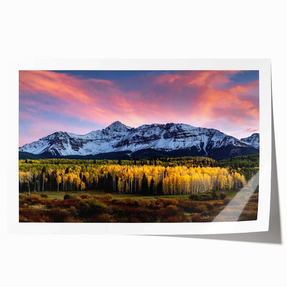Extra large rolled print of Telluride, Colorado, scenery in vibrant green and blue tones.