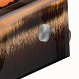 Large abstract wall art depicting a Connecticut landscape in muted earth tones on acrylic glass.