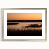 Textured abstract art print of a Connecticut scenery in muted earth tones, framed in silver, ideal for bedroom art.