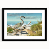 Extra large abstract art print featuring colorful, textured scenery, in a black frame, ideal for living room decor.