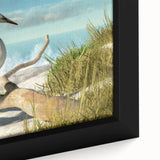Extra large framed canvas featuring a textured depiction of Daytona scenery in muted black with colorful accents.