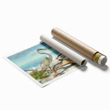 Extra large rolled print of Daytona scenery with soft floral designs in muted colors.