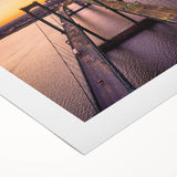 Art deco poster of Delaware scenery in muted blue and green tones on rolled canvas, suitable for dining room wall art.