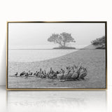 Framed acrylic print of Everglades scenery in gold tones, suitable for modern art wall decor or nursery wall art.