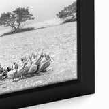 Close-up of a black wall art canvas featuring a textured Everglades scene with vibrant green and blue tones.