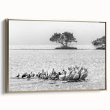 Framed canvas depicting a vintage-style landscape of the Everglades in muted greens and golds, ideal for bedroom wall art.