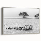 Framed canvas of a vintage-style Everglades landscape with vivid green and blue tones, ideal for living room decor.