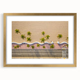 Extra large abstract art print of Fort Lauderdale scenery in gold frame, featuring textured brush strokes in vibrant colors.