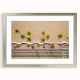 Textured art of abstract Fort Lauderdale scenery in silver frame, ideal for modern bedroom ambiance.