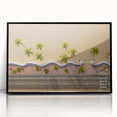 Large abstract wall art depicting the Fort Lauderdale skyline in muted gray and blue tones on a framed acrylic panel.