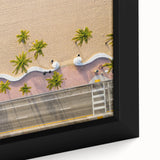 Extra large black wall art of Fort Lauderdale scenery on framed canvas, featuring textured.