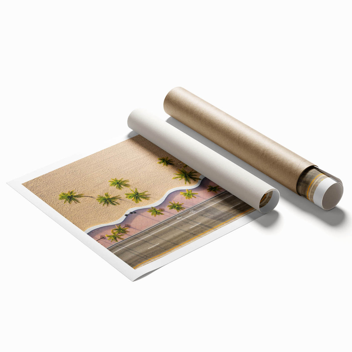 Extra large rolled print of Fort Lauderdale scenery with floral elements in pastel shades.