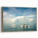Framed canvas wall art featuring a vintage-style landscape painting of the Florida Keys with a gold frame.