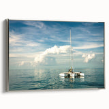 Framed canvas depicting a vintage-style Florida Keys landscape, featuring vibrant colors on a black background.