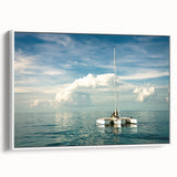 Vintage poster art of Florida Keys on framed canvas, featuring vibrant colors on a black background.